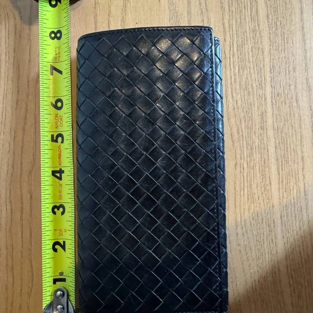 Bottega Veneta Intrecciato‎ Black Leather Long Wallet